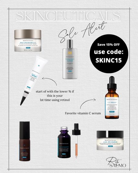 Skinceuticals Sale Alert, 15% off your purchase. 
Use Code: SKINC15

#LTKsalealert #LTKbeauty