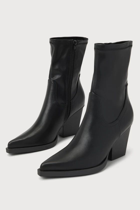 Bertram Black Pointed-Toe Mid-Calf Boots | Lulus (US)