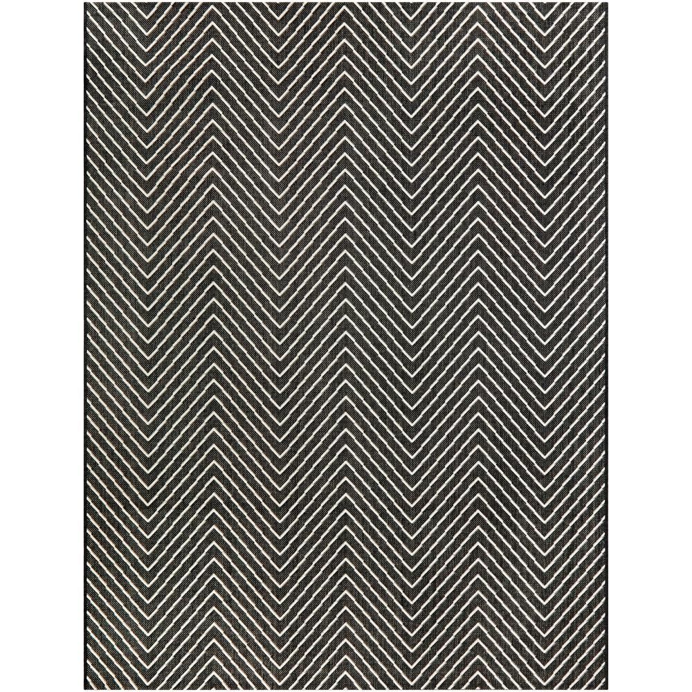 Chevron Maze Black 8 ft. x 10 ft. Indoor/Outdoor Area Rug | The Home Depot