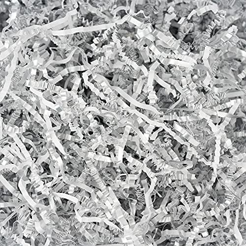 1LB Crinkle Cut Paper Shred Filler Silver White Paper Shreds Filler Raffia Paper Shreds Strands G... | Amazon (US)