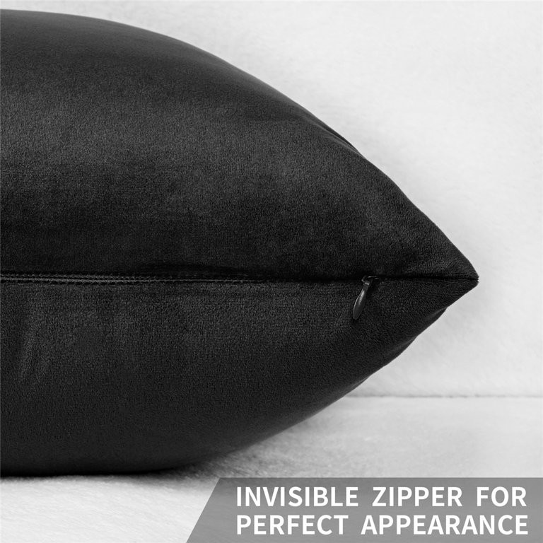 Lyacmy 18" x 18" Blacke Solid Velvet Decorative Pillow Cover 2 Count (Cushion Not Included) | Walmart (US)