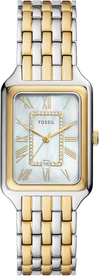 Fossil Raquel Women's Watch with Rectangular Case and Stainless Steel Bracelet or Leather Band | Amazon (US)