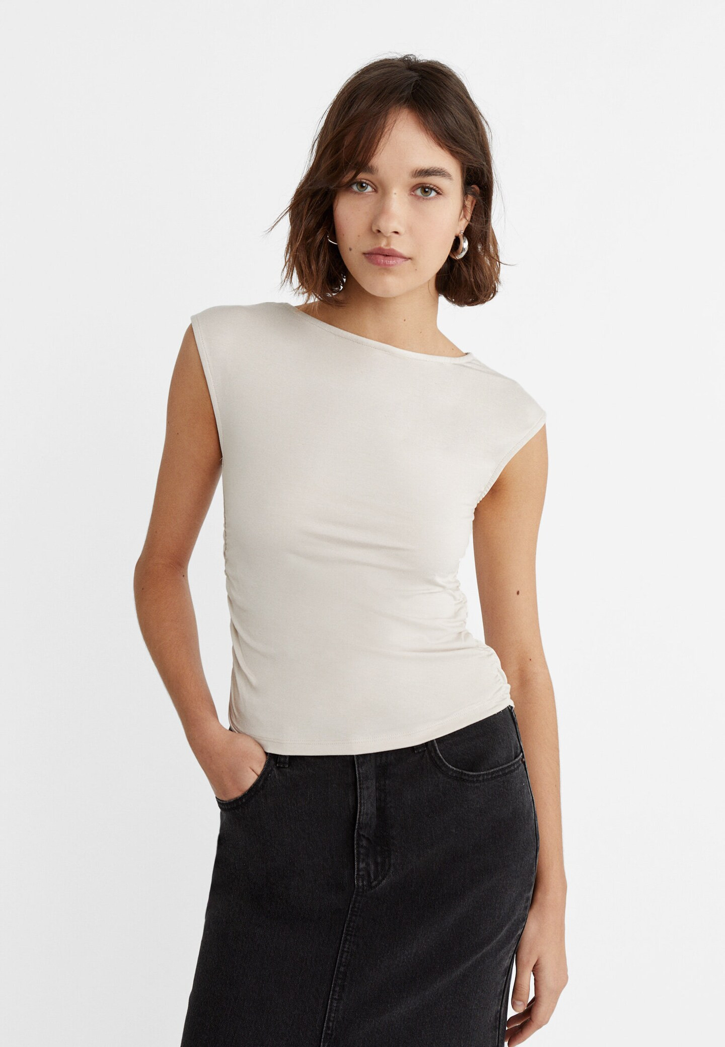 Cap sleeve T-shirt | Stradivarius (UK)