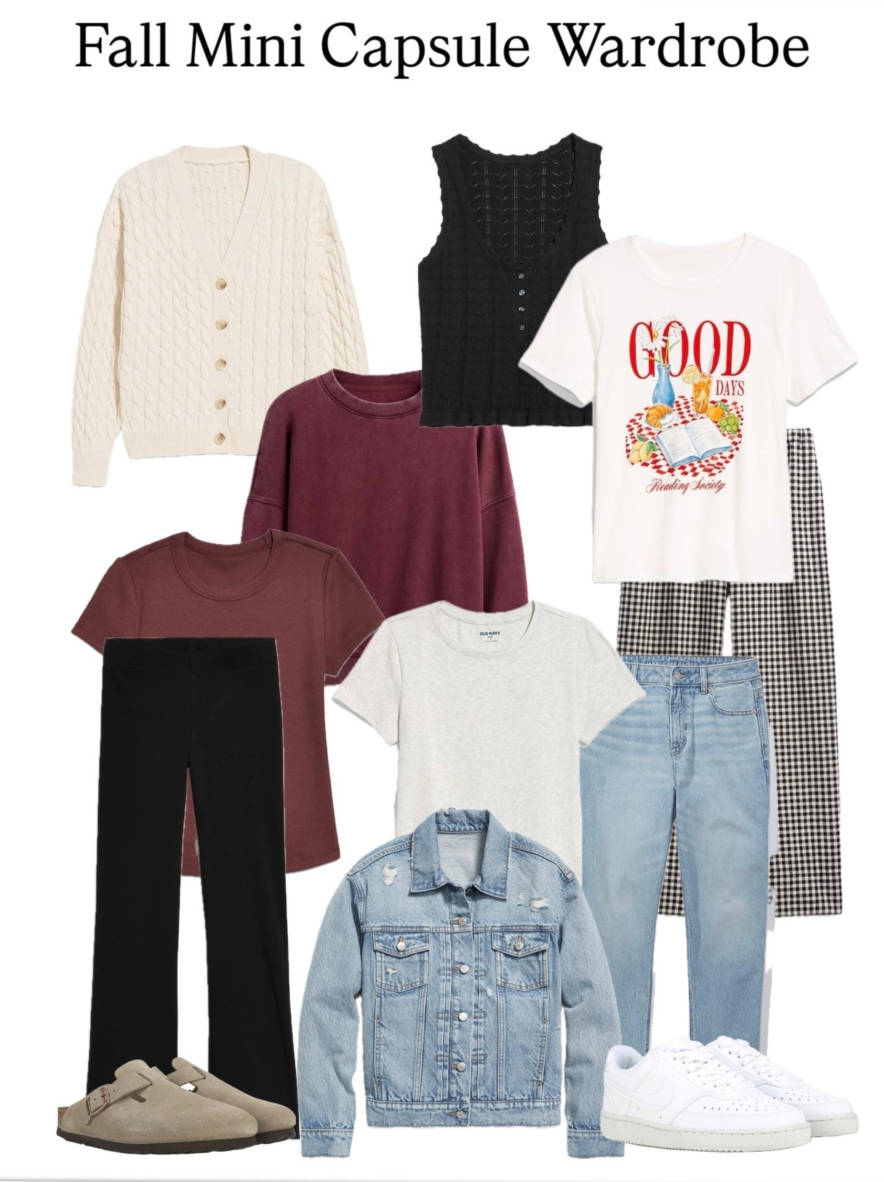 This is kind of a great Fall Capsule Layout! Super excited for Fall outfits!! #falloutfits #fallstyle #fallcapsule #oldnavy #target #nikecourt #birkenstocks #casualstyle #newarrivals

#LTKStyleTip #LTKSeasonal #LTKFindsUnder50