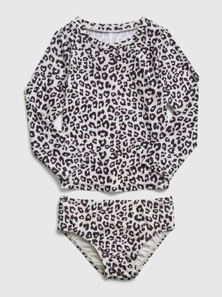 Toddler Recycled Leopard Print Rash Guard Swim Two-Piece | Gap (US)