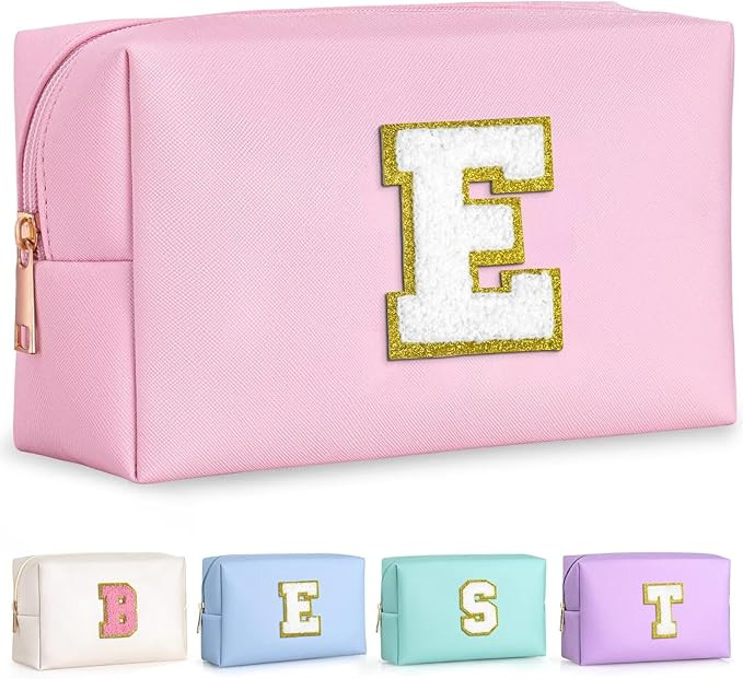 Monogrammed Gift for Women Girls, Personalized Initial Makeup Bags Cosmetic Bag with Zipper, Cute... | Amazon (US)