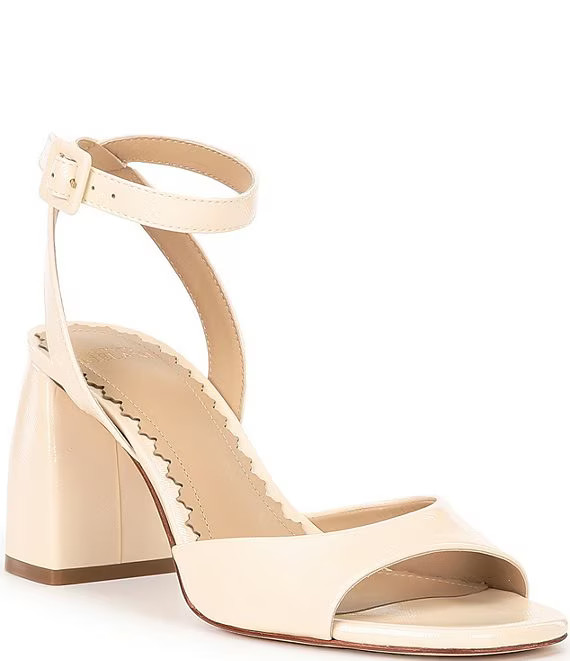 Goldie Textured Patent Leather Block Heel Sandals | Dillard's
