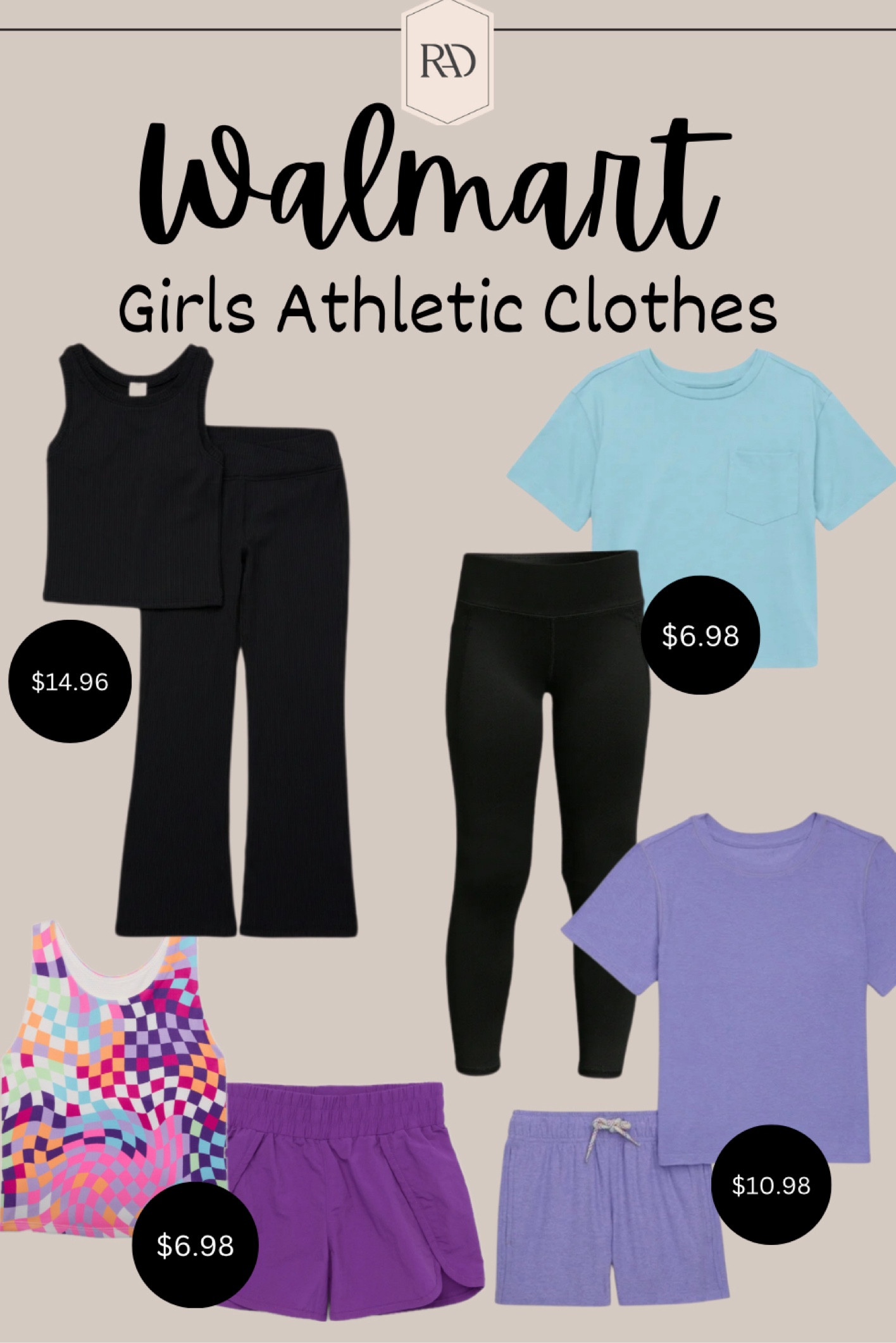 Cute Athletic wear for girls from Walmart. Almost all the items under $7 or less than $15 for a set
Butter soft shorts and T set, ribbed flare leggings and tank, black leggings, geometric colorful athletic tank, active shorts

#LTKKids #LTKBacktoSchool #LTKActive