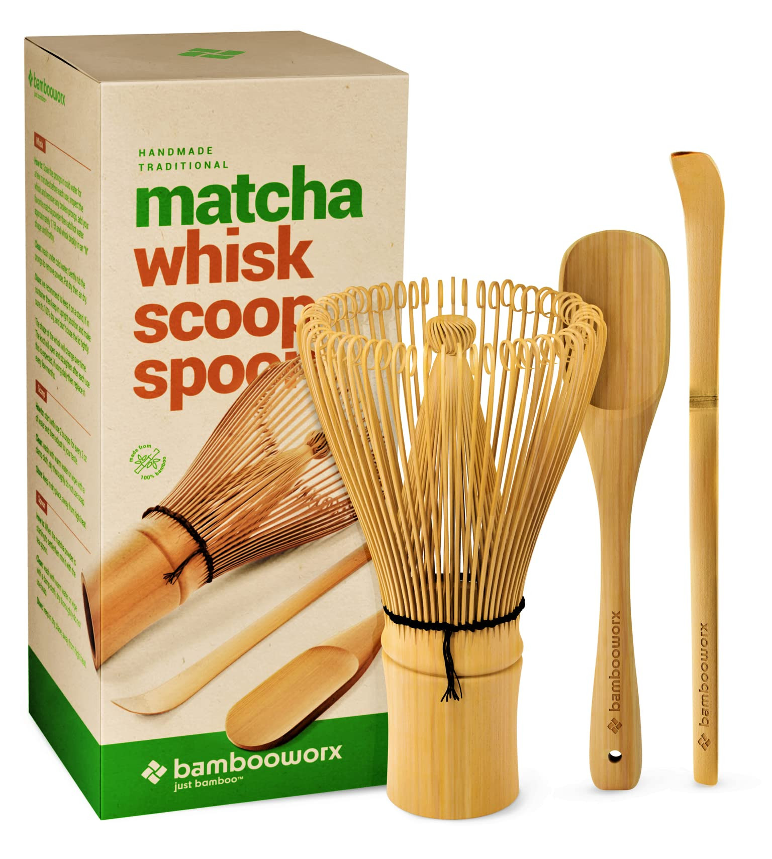 BambooWorx Matcha Whisk Set - (Chasen), Traditional Scoop (Chashaku), Tea Spoon. The Perfect Sets... | Amazon (US)