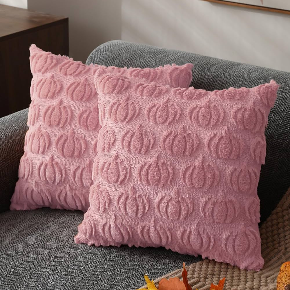 DFXSZ Fall Pillow Covers 18x18 Set of 2 Fall Decorations Autumn Pink Pumpkin Throw Pillow Cases S... | Amazon (US)
