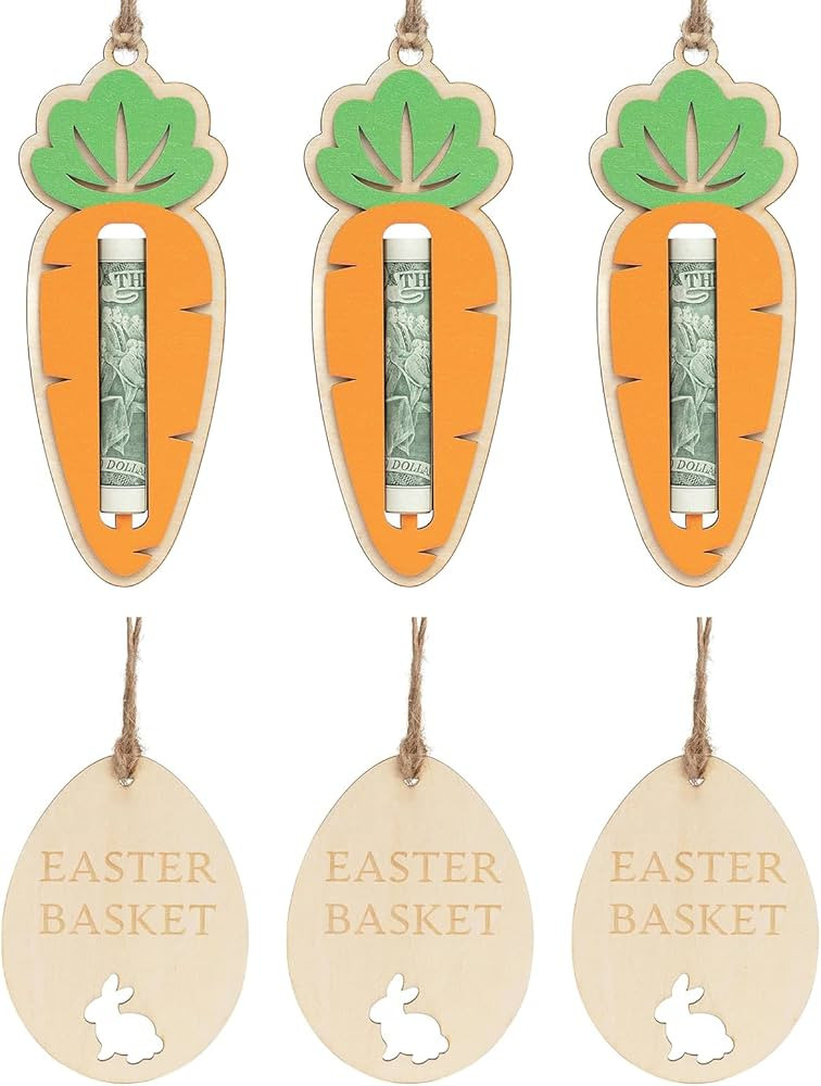 6 Pack Easter Money Holder, Easter Bunny Money Holder With Carrot And Egg Design, Holiday Basket ... | Amazon (US)