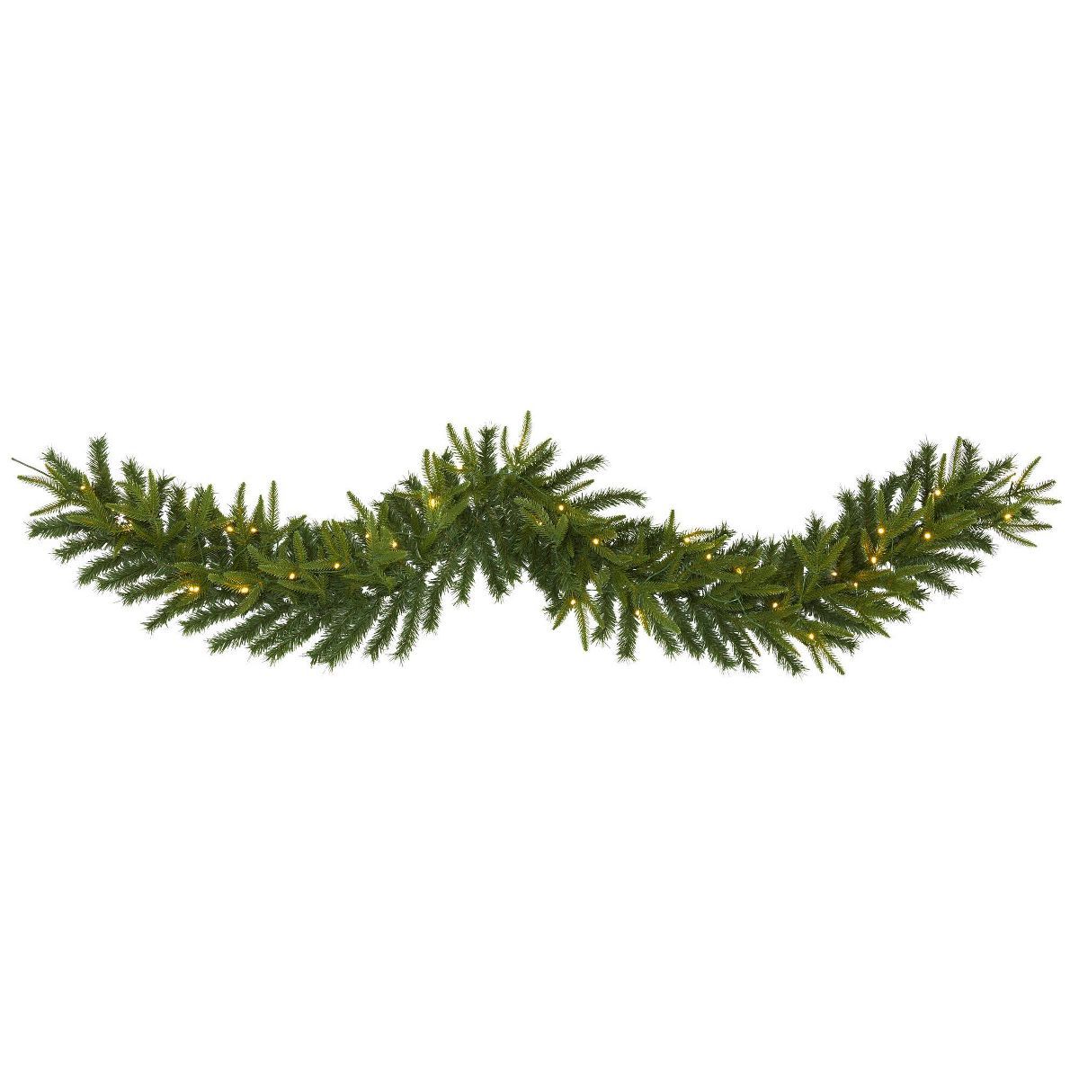 Nearly Natural 6' Pre-lit LED Pine Artificial Christmas Garland Green with Clear Lights | Target