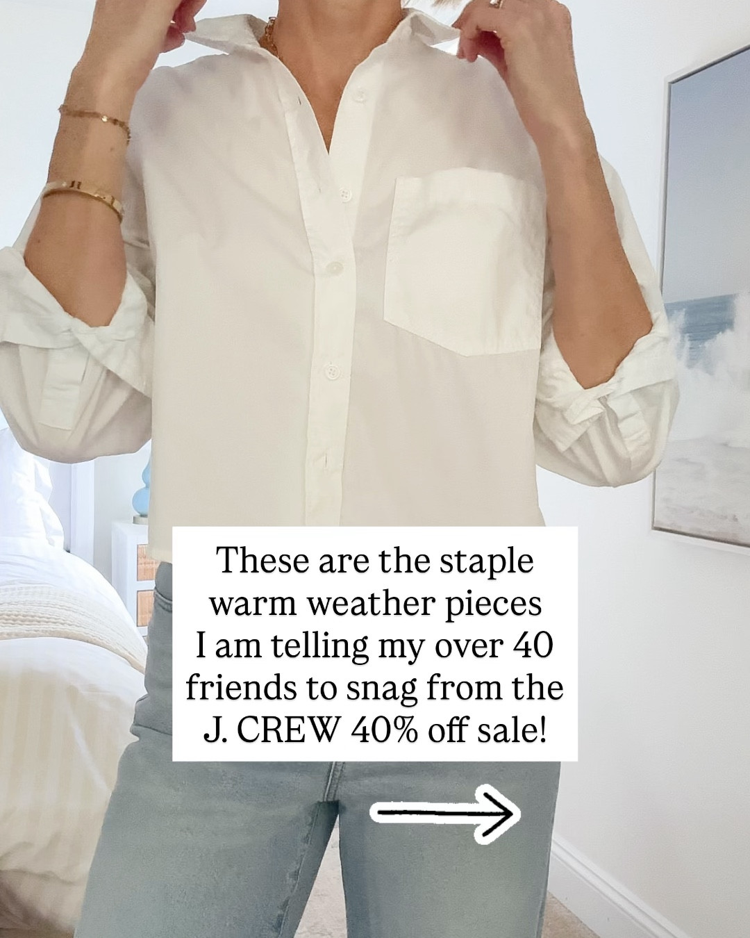 Hot take: if you’re over 40, your summer wardrobe doesn’t need MORE… it needs BETTER staples ☀️

I just rounded up the pieces I’d actually recommend to my friends from the @J.Crew 30% off sale—and these are the ones that make getting dressed feel easy, elevated, and pulled together in seconds.

Think:
• easy linen that doesn’t cling
• classic white layers that aren’t see-through
• timeless flats you’ll wear on repeat

These are the pieces you’ll reach for all summer long—whether you’re running errands, heading to dinner, or packing for vacation.

#over40style #summerstaples #jcrewstyle #effortlessstyle #wardrobeessentials

#LTKOver40 #LTKSeasonal #LTKSaleAlert
