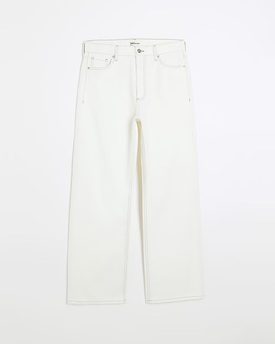 Ecru high waist relaxed straight jeans | River Island (UK & IE)