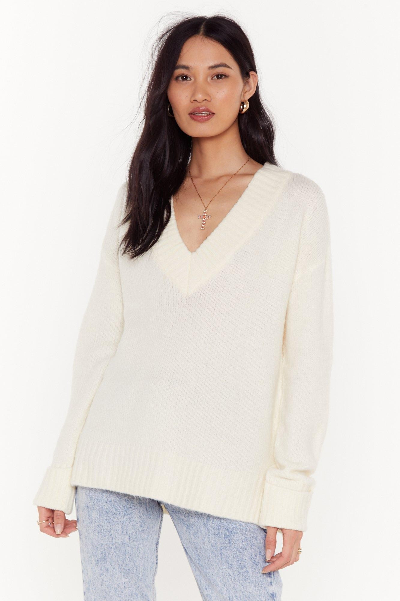 You'll Never V Alone Relaxed Knit Jumper | NastyGal (UK, IE)