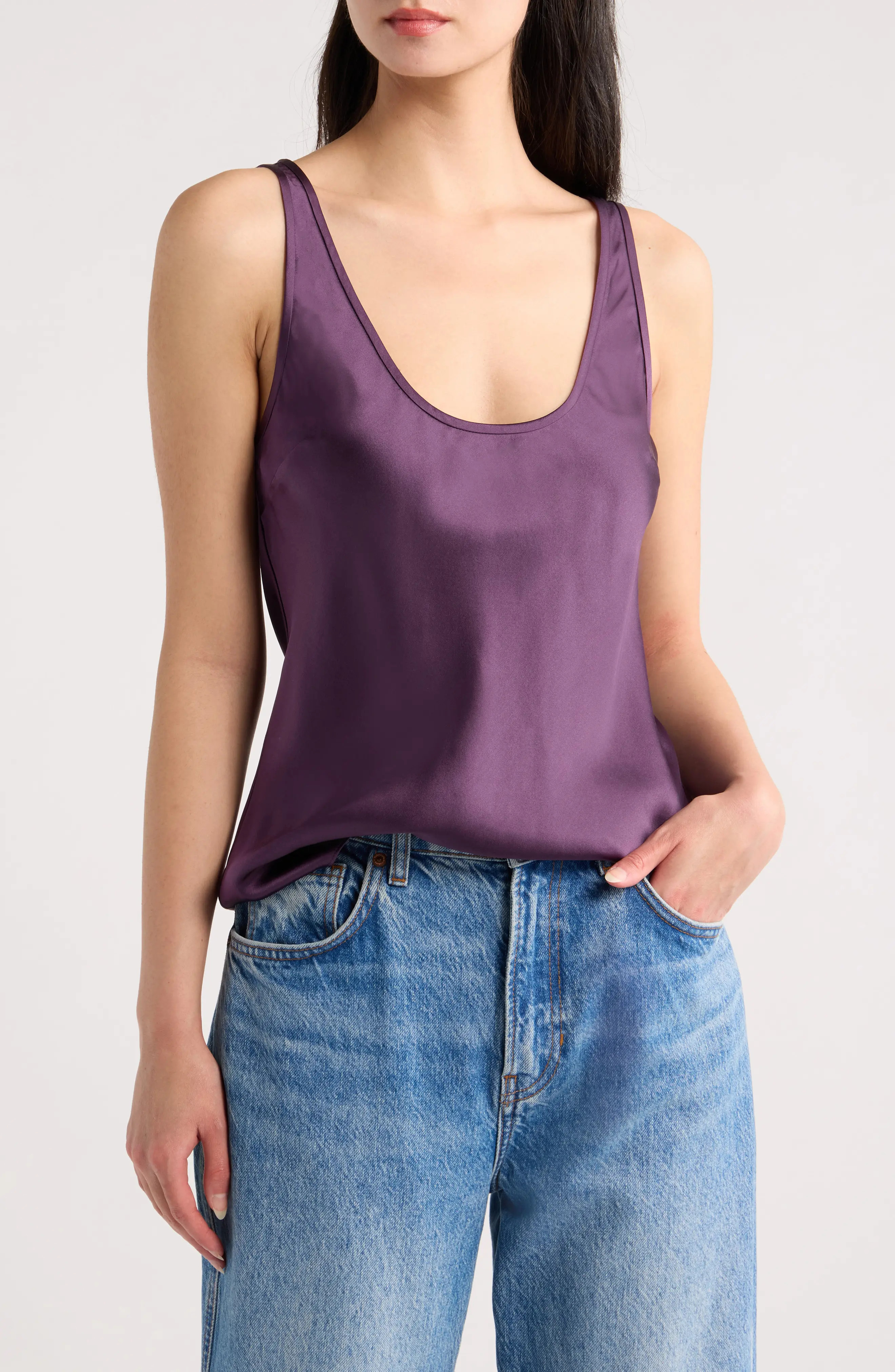 Reformation Veya Silk Tank in Crushed Violet at Nordstrom, Size X-Large | Nordstrom