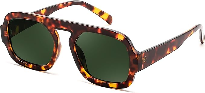 FEISEDY Trendy Square Aviator Sunglasses for Women, Vintage 70s Flat Top Shades B4175 | Amazon (US)