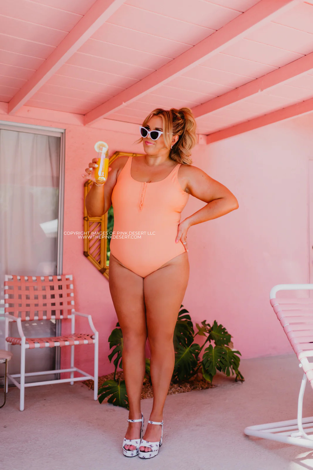 BUTTON FRONT ONE PIECE IN RIBBED ORANGE DREAMSICLE BY SASSY RED LIPSTICK X PINK DESERT | Pink Desert