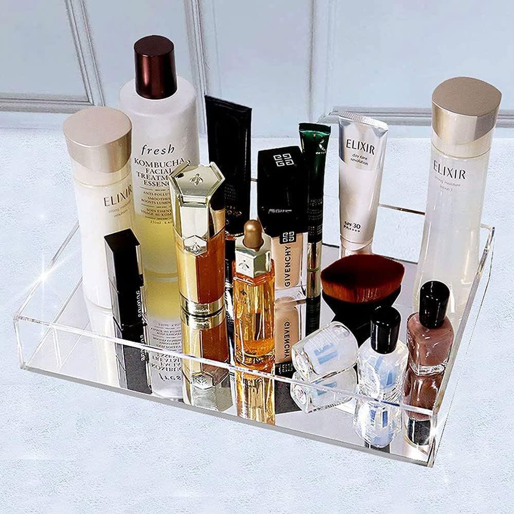Mirror Perfume Tray Vanity Decorative Tray for Dresser, Large Bathroom Counter Acrylic Tray Decorati | Amazon (US)