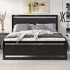 SHA CERLIN Full Size Bed Frame with Modern Wooden Headboard/ Heavy Duty Platform Metal Bed Frame ... | Amazon (US)