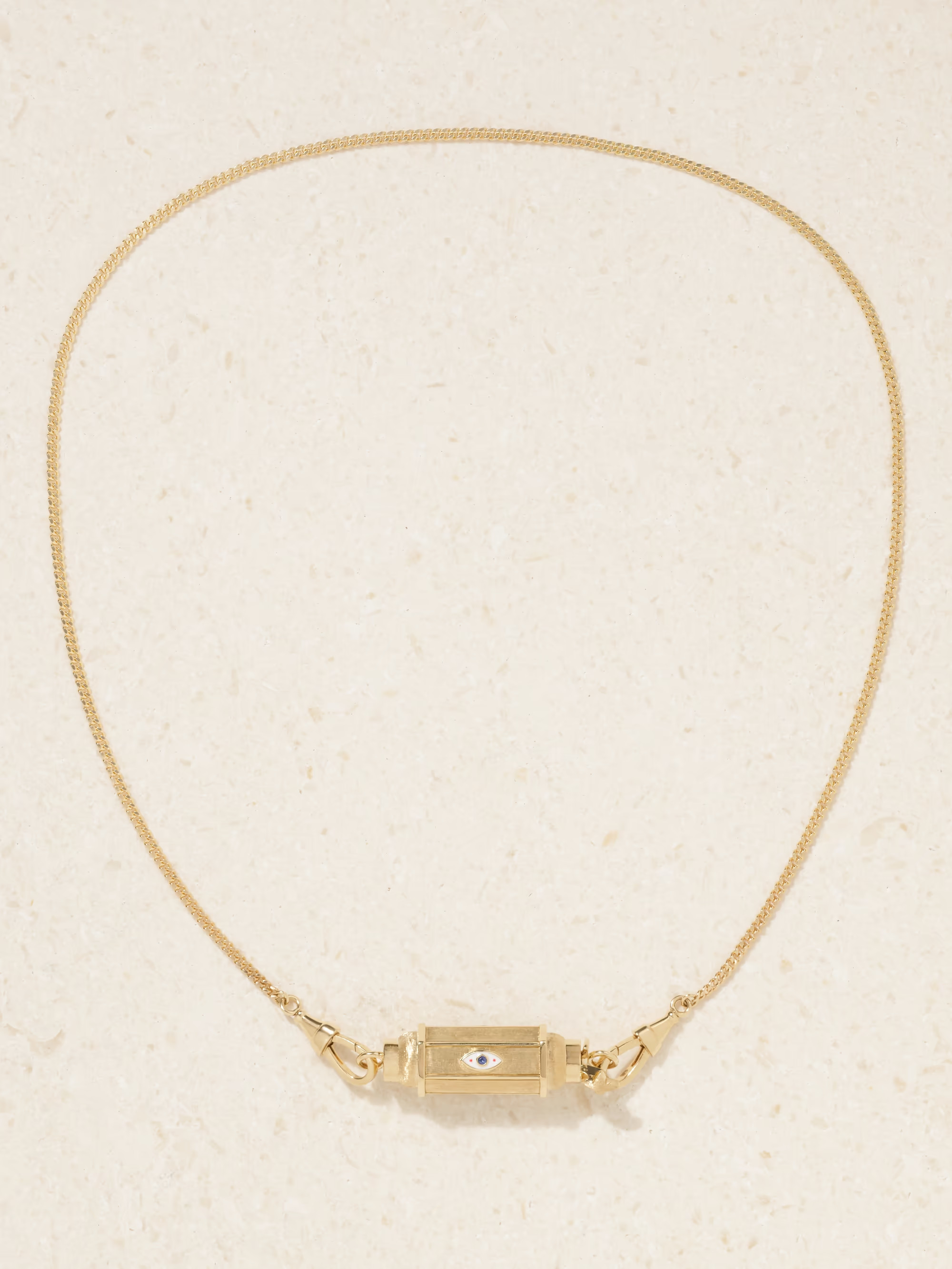 Evil Eye Baby Locket 18-karat gold, enamel and sapphire necklace | NET-A-PORTER (US)
