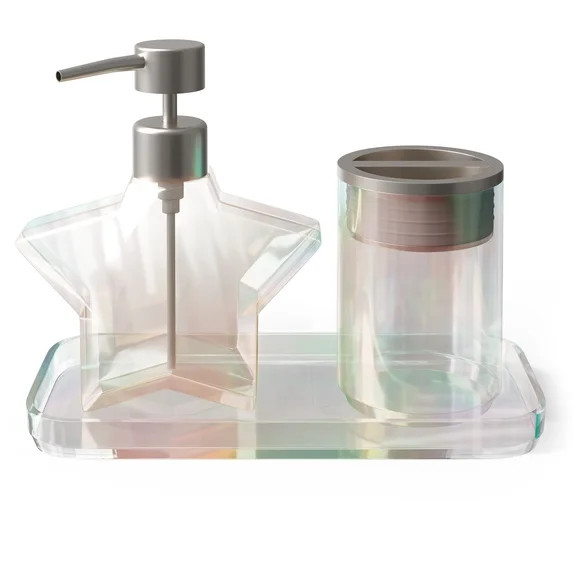 Mainstays Kids Bath Accessory Set, 3 Pieces, Iridescent Star | Walmart (US)