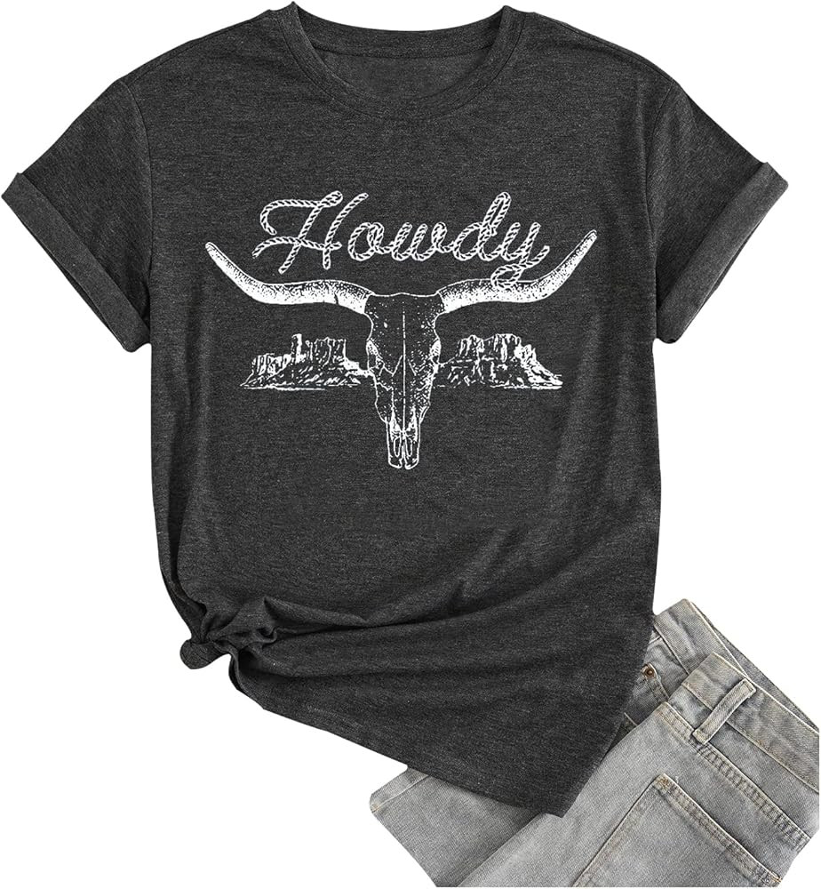 Howdy Shirt Women Western Vintage Country Music Casual Short Sleeve Tee Tops | Amazon (US)