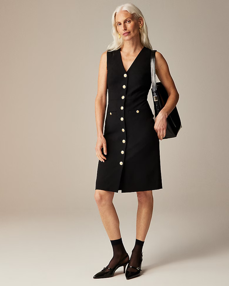 Buttoned sheath dress in Italian stretch wool blend | J. Crew US