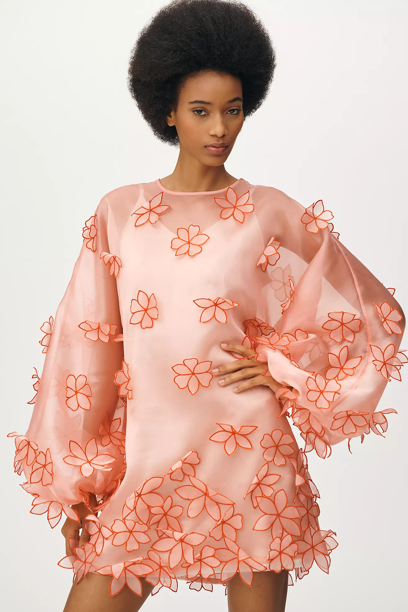 Maeve 3D Floral Sheer Tunic Blouse | Anthropologie (US)