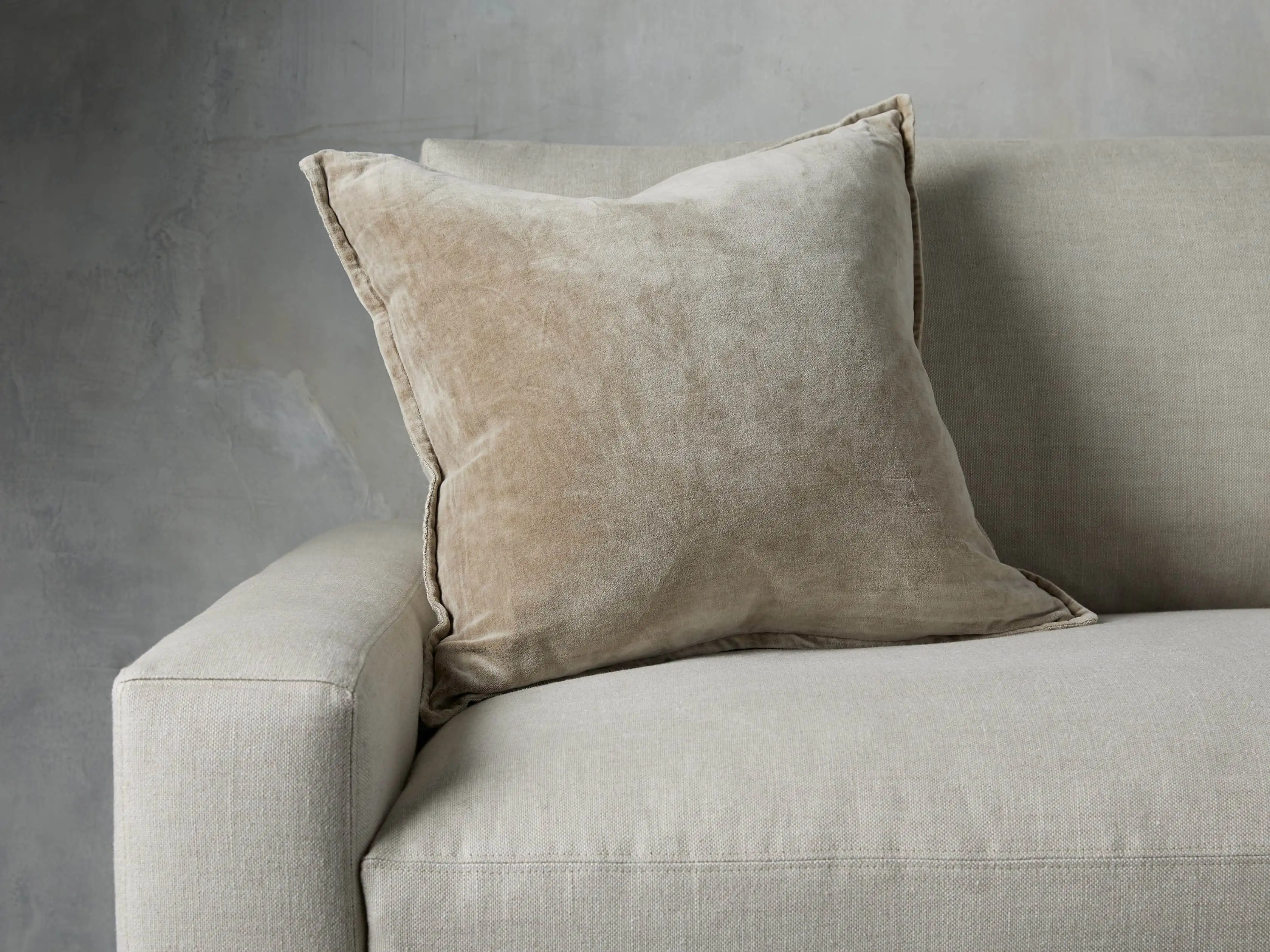 Stone Washed Velvet Square Pillow Cover | Arhaus
