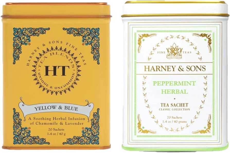 Harney and Son's Herbal Tea Variety Gift Set (2 Count, 40 Bags Total) - Floral and Peppermint Sam... | Amazon (US)