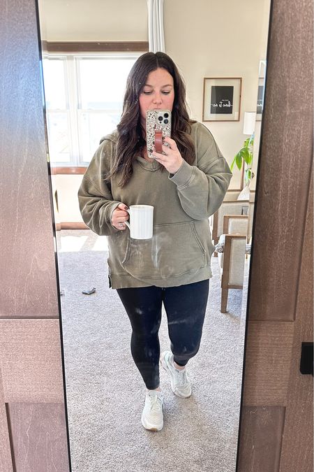 Fave butter soft leggings again today. Motivation Monday sneakers bc I get 200% more done when I wear sneakers around the house. And fave oversized sweatshirt which is discontinued (linking some similars from same store). Felt like I needed a boost today so I curled my hair. Mondays warrant a little self care. 

#LTKmidsize #LTKfindsunder50