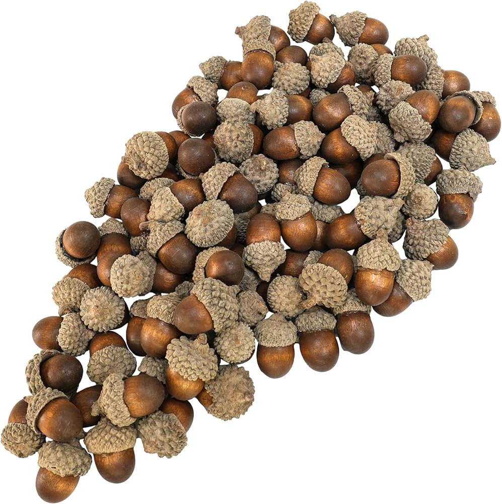 Winlyn 100 Pcs Realistic Artificial Acorns Wooden Brown Acorns Autumn Decorations 1.2" Rustic Far... | Amazon (US)