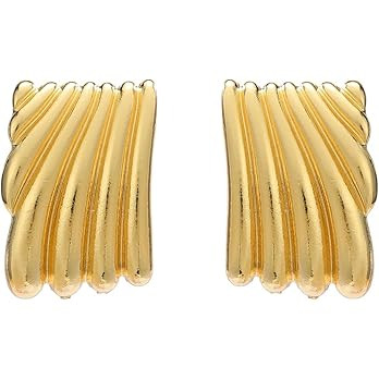 Gold Statement Earrings for Women Trendy Chunky Gold Square Earrings Textured Stud Earrings for W... | Amazon (US)