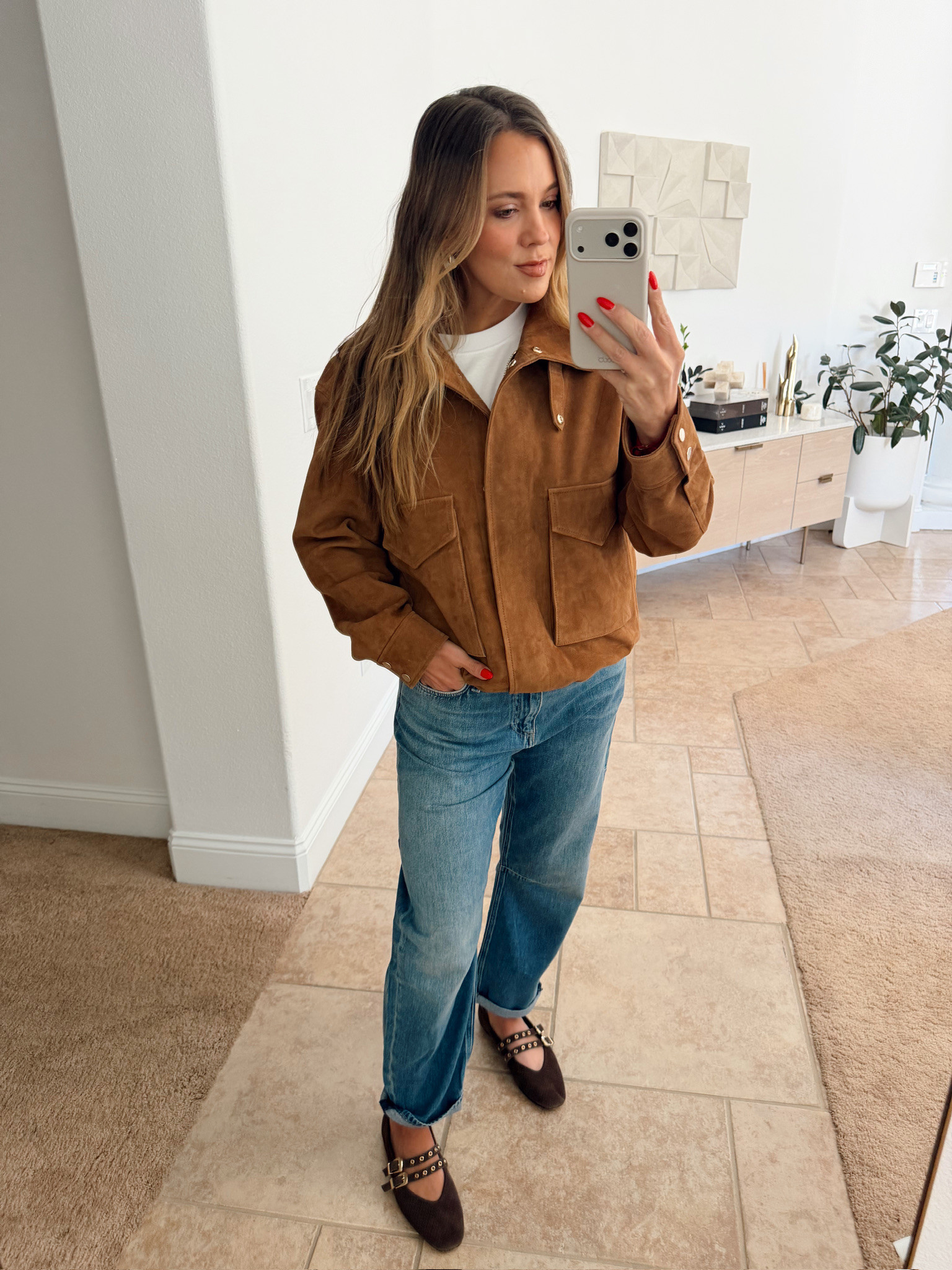 Such a cute fall casual outfit! Wearing size medium in everything and 9 in shoes. All part of the Nordstrom anniversary sale