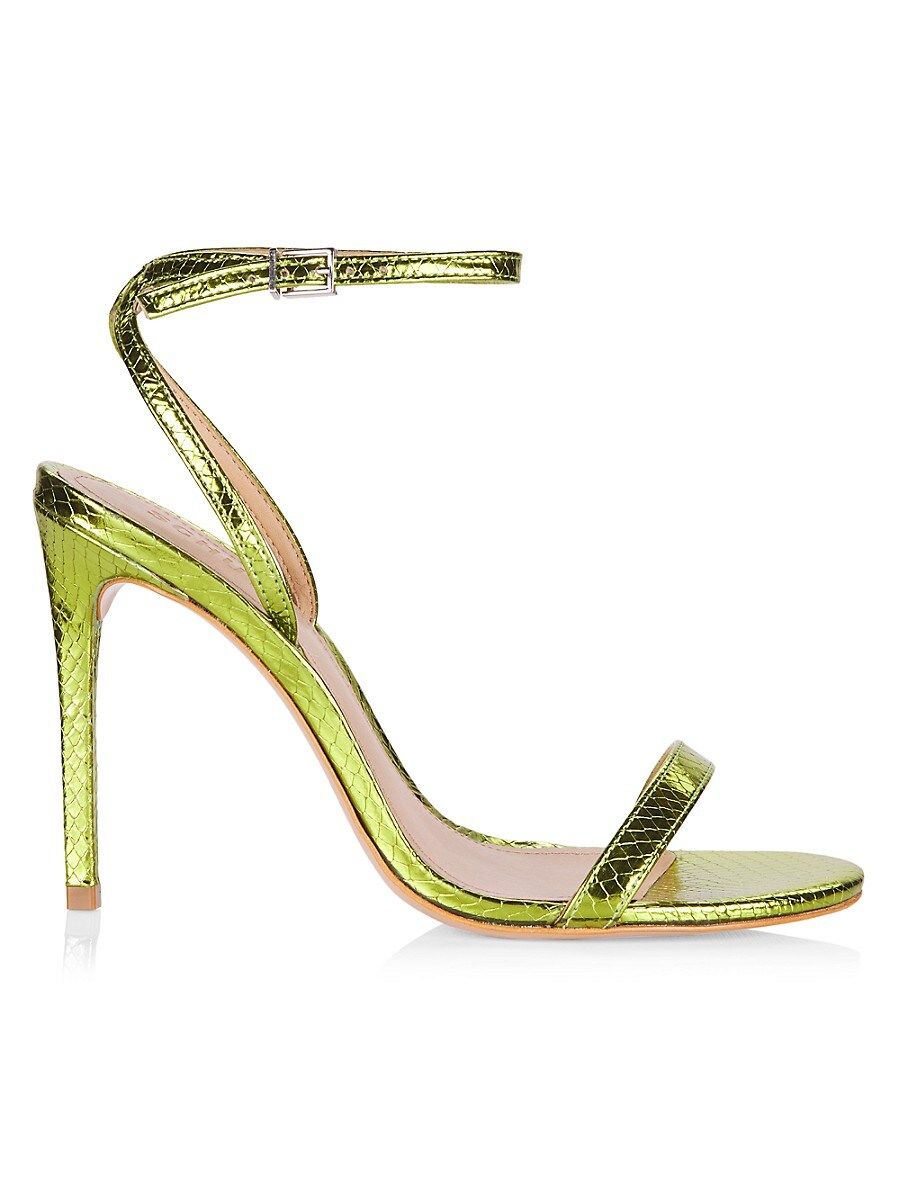Schutz Women's Joenn Snake Embossed Metallic Leather Sandals - Green Yellow - Size 8 | Saks Fifth Avenue OFF 5TH