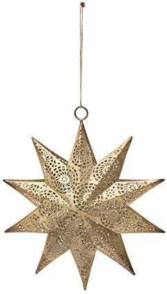 Creative Co-Op 8-1/2"H Star w/Cut-Outs, Gold Finish Metal Christmas Ornaments, Multi | Amazon (US)
