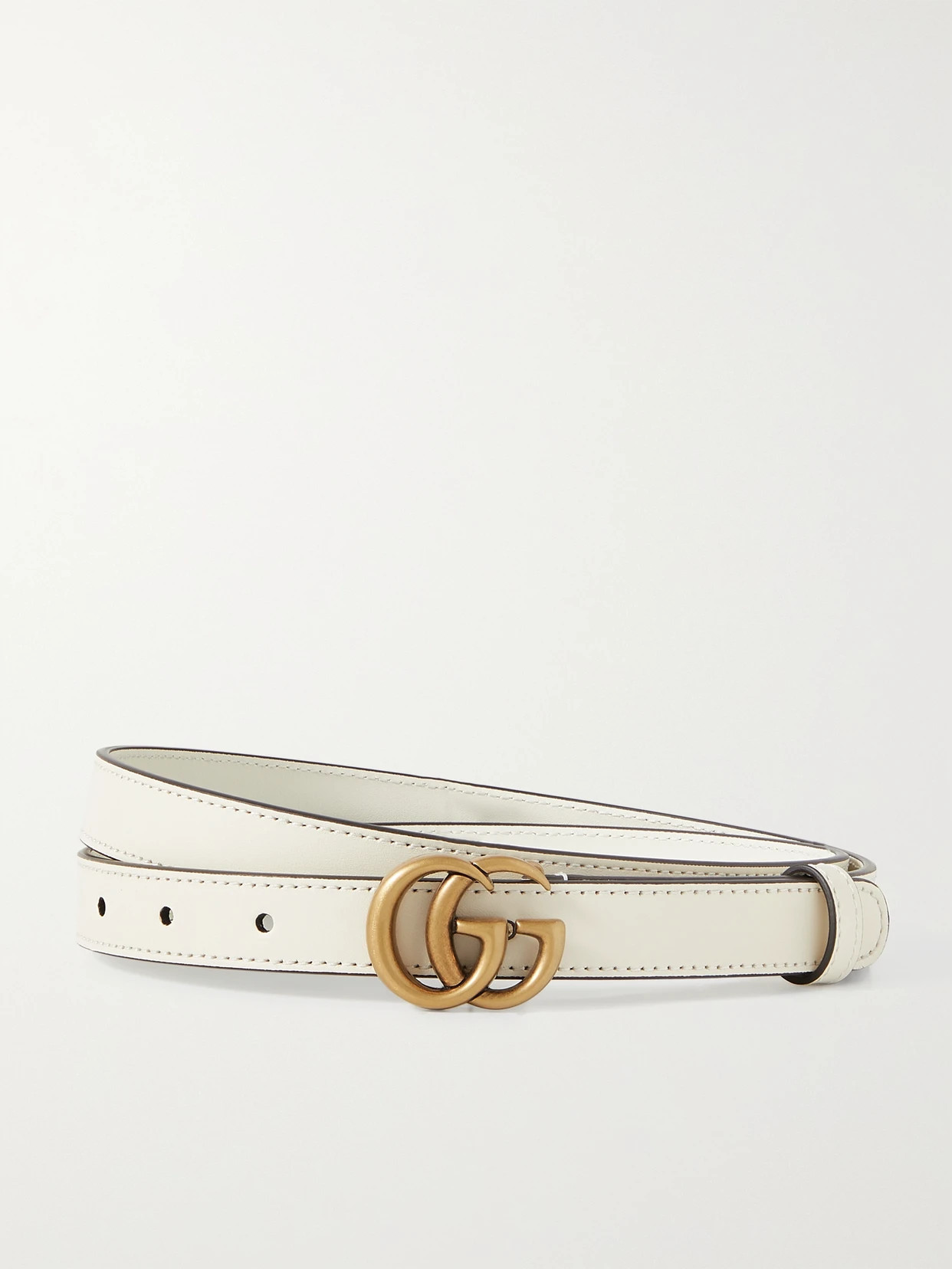 Gucci - Gg Marmont Leather Belt - Ivory | NET-A-PORTER (US)