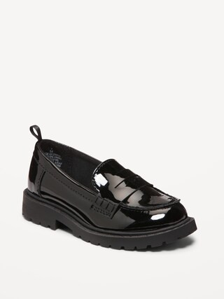 Shiny Faux-Leather Chunky Heel Loafers for Toddler Girls | Old Navy (US)