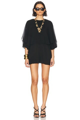 Saint Laurent Backless Romper in Noir - Black. Size 36 (also in ). | FWRD 