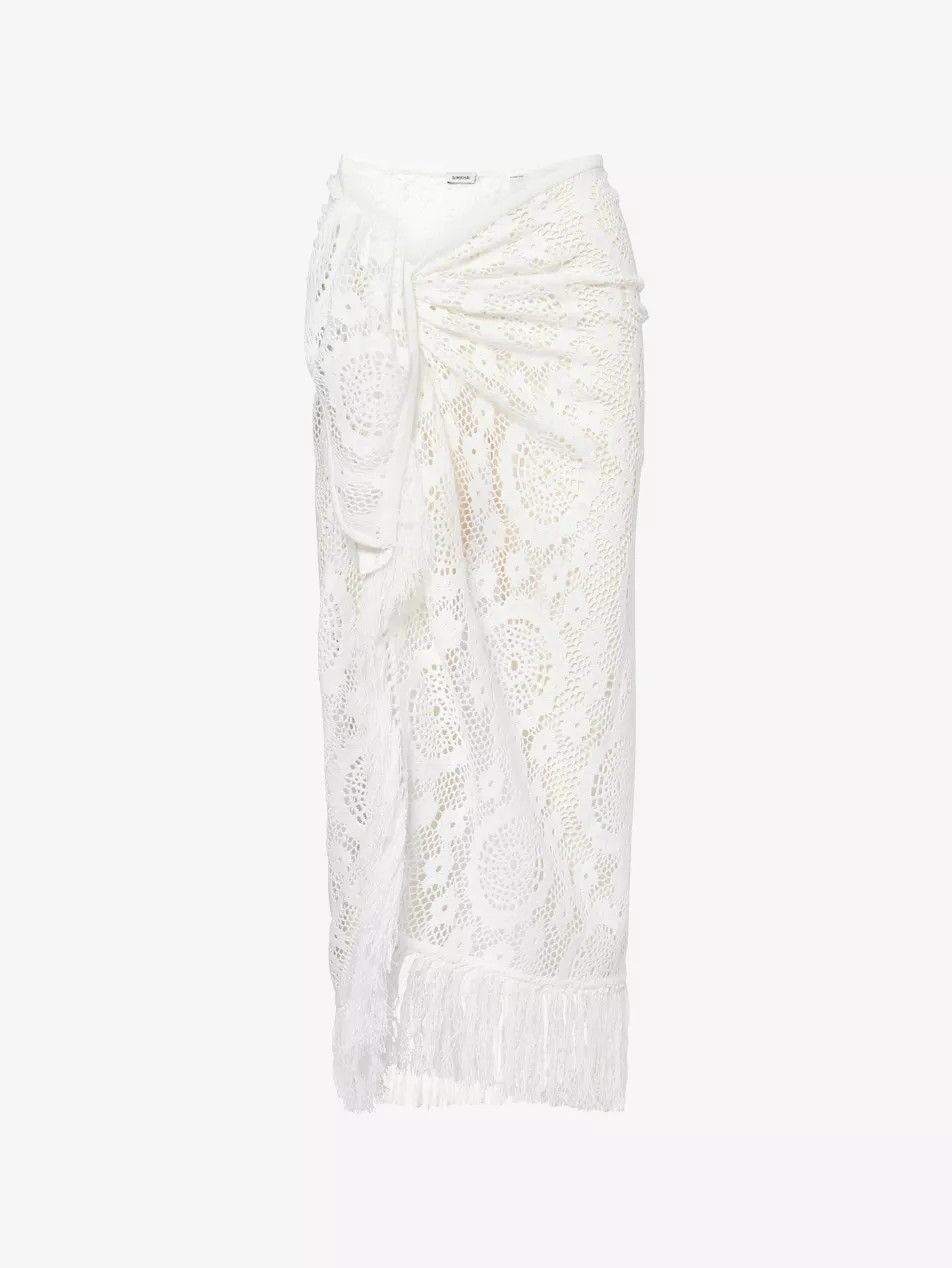 Thyri Fringe-Trim Pareo Crochet Mini Skirt | Selfridges