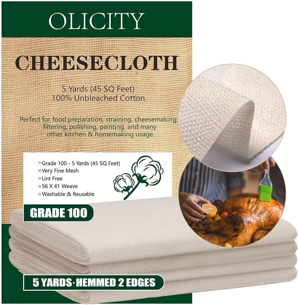 Olicity Cheesecloth, Grade 100, 45 Sq Feet, Reusable Cheese Cloth Ultra Fine Cheese Cloths for St... | Amazon (US)