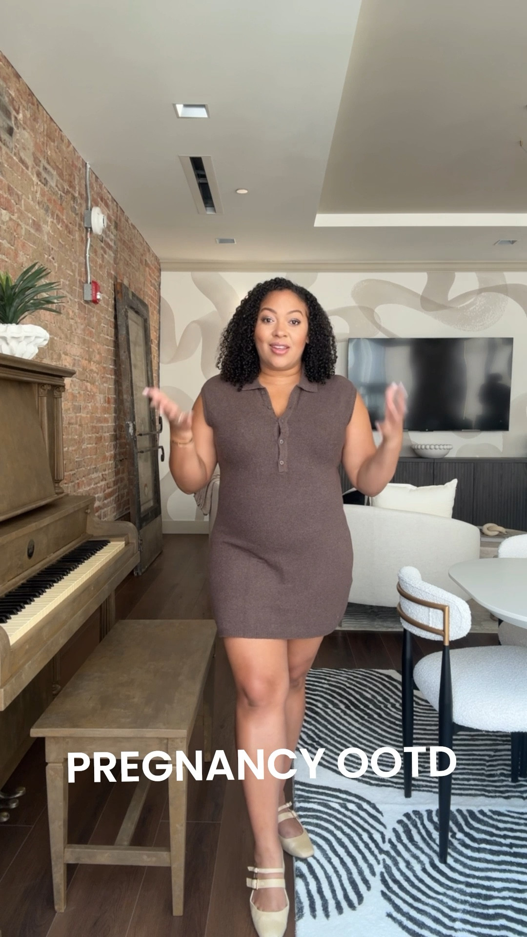 Fall’s easiest outfit 🍂🤎 This collared sweater dress is bump-friendly and perfect for maternity style — comfy, cute, and effortless for coffee runs, errands, or a cozy lunch date. 

#LTKBump #LTKMidsize