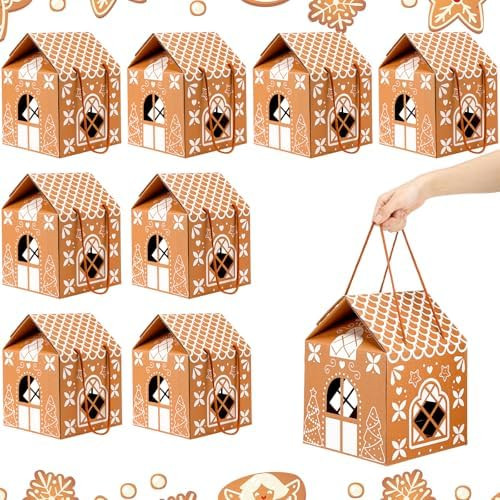 Resurhang 8 Pcs Large Christmas Gingerbread House Gift Box 10.43 Inch Christmas Cookie Packaging ... | Amazon (US)