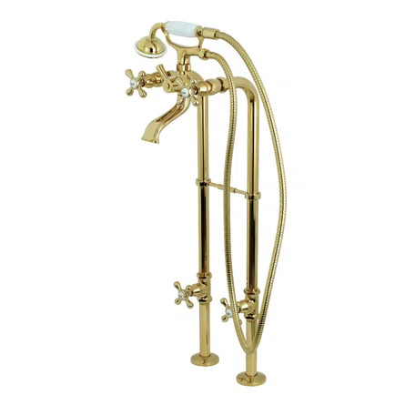 Kingston Brass Kingston Double Handle Floor Mounted Clawfoot Tub Faucet | Wayfair North America
