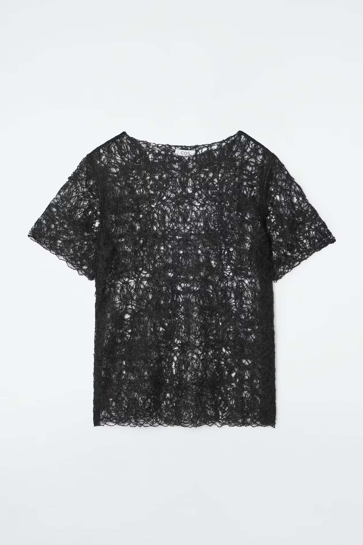 CAMISETA BORDADA DE MOHAIR CON TRANSPARENCIAS - NEGRO | COS (EU)
