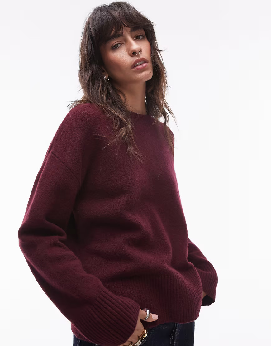 & Other Stories crew neck sweater in burgundy-Red | ASOS (Global)