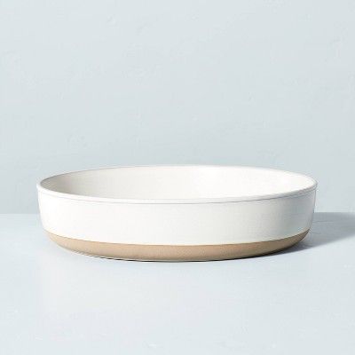 Large Modern Rim Stoneware Serving Bowl Matte Sour Cream - Hearth &#38; Hand&#8482; with Magnolia | Target