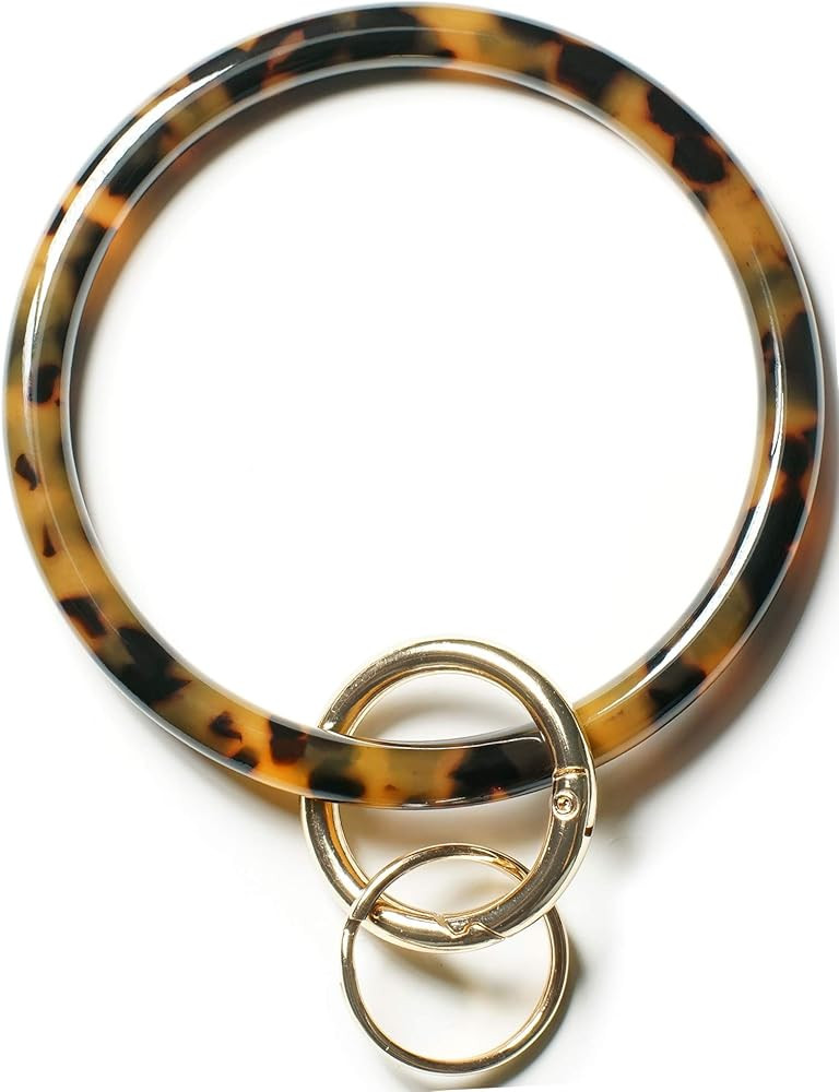 Mymazn Key Ring Bracelet Wristlet Keychain Bangle Keyring for Women, Acetate Round Key Chain | Amazon (US)