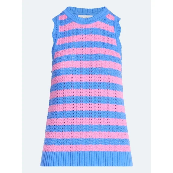 Free Assembly Women's Crochet Cotton Racerback Tank Top, Lightweight, Sizes XS-XXL | Walmart (US)